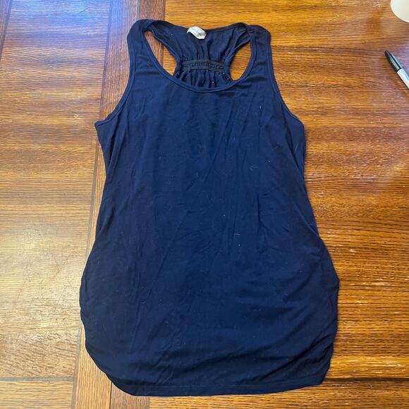 Free Kisses Navy Ruched Racerback Tank XL - Picture 2 of 9